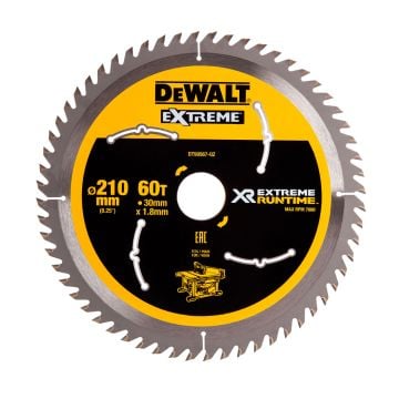 DeWalt DT99567-QZ XR FLEXVOLT eXtreme Runtime 210mm x 30mm x 60T Table Saw Blade