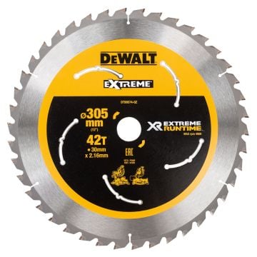 DeWalt DT99574-QZ eXtreme Runtime 305mm x 30mm x 42T Mitre Saw Blade for DHS780