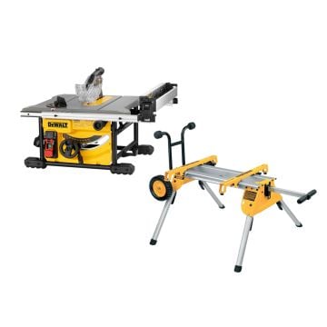 DeWalt DWE7485 210mm Compact Table Saw + DE7400-XJ Heavy Duty Rolling Saw Workstation