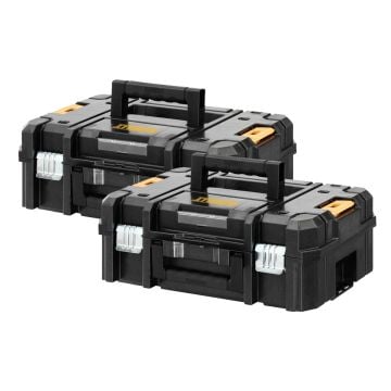 DeWalt DWST1-70703 TSTAK II Suitcase Flat Top Tool Storage Box Twin Pack