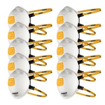 DeWalt DXIRFFP210 FFP2 Disposable Particulate Respirator Face Mask x10 Pcs