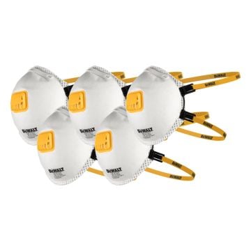 DeWalt DXIRFFP25 FFP2 Disposable Particulate Respirator Face Mask x5 Pcs