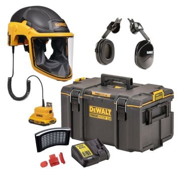 DeWalt DXPGH2SB21 18v XR PAPR Air Purifying Respirator With Hard Hat & Filter Inc 1x 2.0Ah Batt In TOUGHSYSTEM 2.0 Carry Case