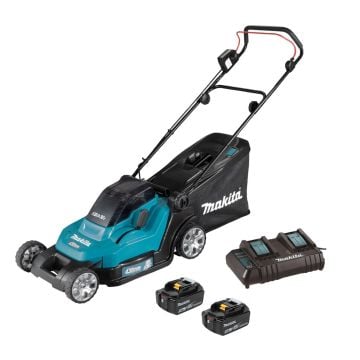 Makita DLM432CT2 Twin 18v LXT Cordless 430mm Lawn Mower Inc 2x 5.0Ah Batts