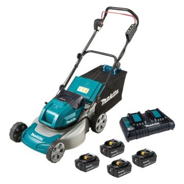 Makita DLM460PT4 Twin 18v LXT Brushless 460mm Lawn Mower Inc 4x 5.0Ah Batts
