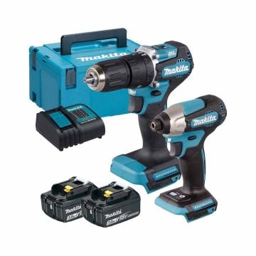 Makita DLX2414SJ 18v LXT Cordless Brushless Combi Drill & Impact Driver Twin Kit Inc 2x 3Ah Batteries