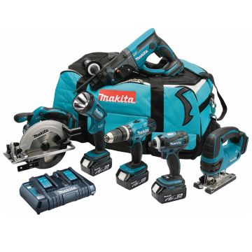 Makita DLX6017PM 18v 6 Piece Kit inc 3x 4Ah Batts with Twin Charger
