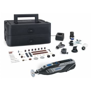 Dremel 8250 Platinum+ 12v Cordless Brushless Multi Tool Inc 2x Batts/5x Attachments/65x Accessories