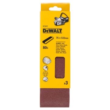 DeWalt DT3377-QZ Sanding Belts 75mm x 533mm 80 Grit For DCW220 x3 Pcs