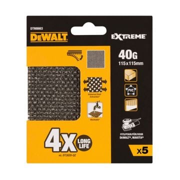 DeWalt DTM8663-QZ Mesh 1/4 Sanding Sheet 40 Grit x5 Pcs for DWE6411 & DCW200N