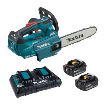 Makita DUC256PT2 Twin 18v LXT 25cm 3/8" Pitch Brushless Chainsaw Inc 2x 5.0Ah Batts