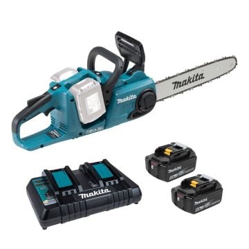 Makita DUC353PT2 Twin 18v LXT 35cm / 14" Brushless Chainsaw Inc 2x 5.0Ah Batts