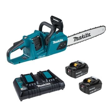 Makita DUC355PT2 Twin 18v LXT 35cm / 14" Brushless Chainsaw Inc 2x 5.0Ah Batts