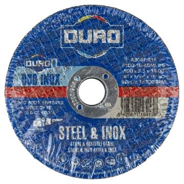 DURO 100mm / 4" x 2.5mm Steel & Inox Flat Cutting Discs x5 Pcs