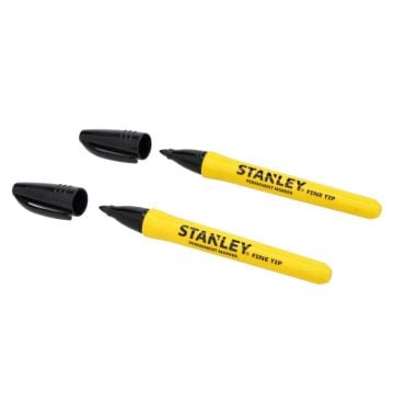 Stanley 0-47-316 Fine Tip Black Marker Pens x2 Pcs