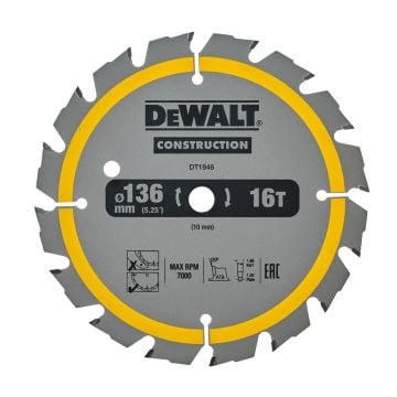 DeWalt DT1946-QZ Construction 136mm 16T Circular Saw Blade
