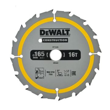 DeWalt DT1948-QZ Construction 165 x 20mm 16T Circular Saw Blade
