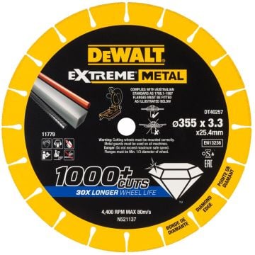 DeWalt DT40257-QZ EXTREME METAL 355 x 25.4 x 3.3mm Diamond Cutting Disc