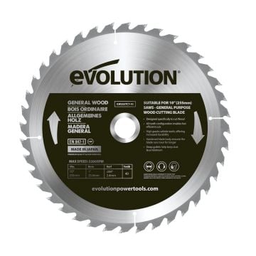 Evolution GW255TCT General Wood Saw Blade 255mm x 25.4mm x 40T