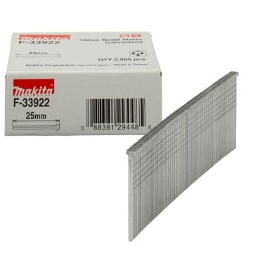 Makita F-33922 16ga x 25mm Galvanised Brad Nails x2000 Pcs