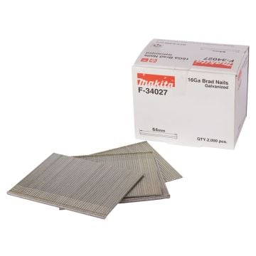 Makita F-34027 16ga x 64mm Galvanised Brad Nails x2000 Pcs