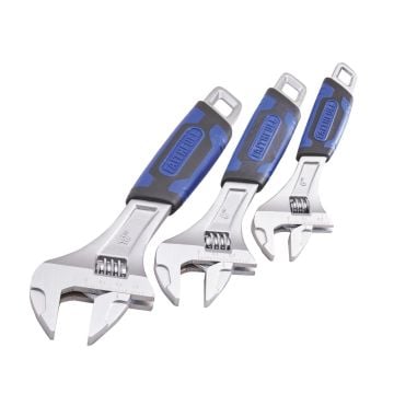 Faithfull AS3PCA Matt Chrome Adjustable Spanner Set x3 Pcs