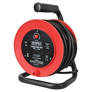 Faithfull FPPCR15 15 Metre 240v / 13A 2-Socket Cable Reel