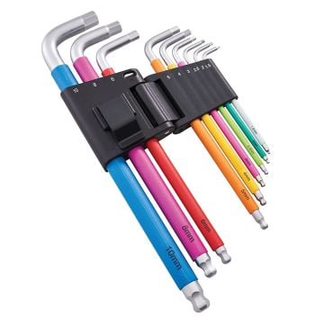Faithfull HKS9C Long Arm Hex Key Set Colour Coded x9 Pcs