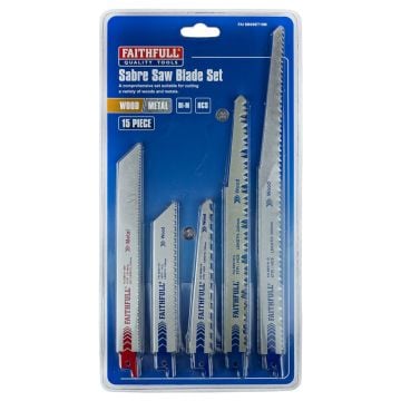 Faithfull SBSSET15M Reciprocating Saw Blades Set x15 Pcs