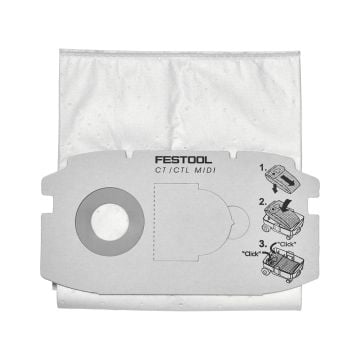 Festool 498411 SELFCLEAN Filter Bag SC FIS-CT MIDI/5 For CT/CTL MIDI Dust Extractor x5 Pcs
