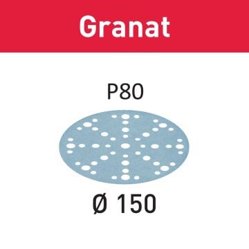 Festool 575162 StickFix Sanding Discs STF D150/48 P80 GR/50 Granat x50 Pcs