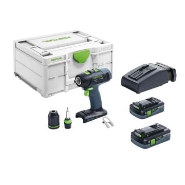 Festool 576447 T 18+3 HPC 4,0 I-Plus 18v Cordless Brushless Drill Inc 2x 4.0Ah Batts