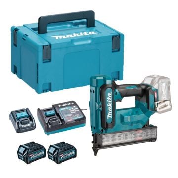 Makita FN001GD201 40v Max XGT 18g Brushless Brad Nailer Inc 2x 2.5Ah Batts + 1x ADP10 Adaptor