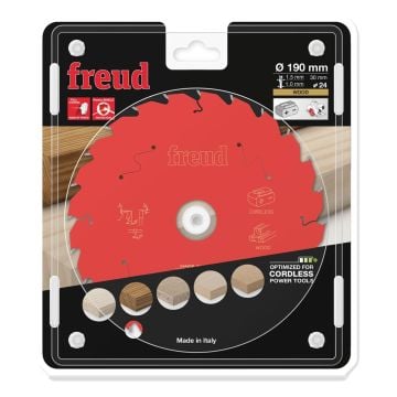 Freud F03FS10058 Wood Cordless Circular Saw Blade 190 x 30 x 1.5/1 x T24