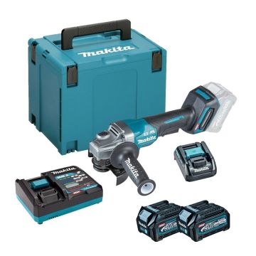 Makita GA012GD202 40v Max XGT Paddle Switch 115mm Angle Grinder Inc 2x 2.5Ah Batts