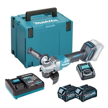 Makita GA013GD202 40v Max XGT Paddle Switch 125mm Angle Grinder Inc 2x 2.5Ah Batts