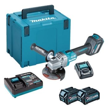 Makita GA022GD202 40v Max XGT Slide Switch 115mm Angle Grinder Inc 2x 2.5Ah Batts