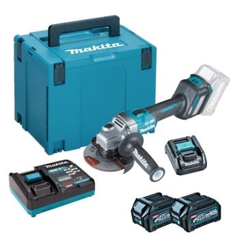 Makita GA023GD203 40v Max XGT Slide Switch 125mm Angle Grinder Inc 2x 2.5Ah Batts