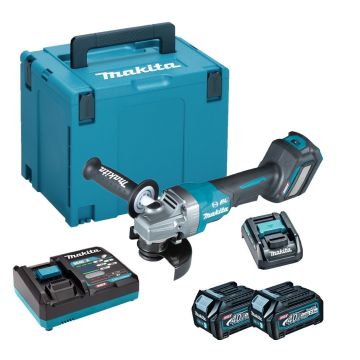 Makita GA028GD202 40v Max XGT Paddle Switch 115mm Angle Grinder Inc 2x 2.5Ah Batts