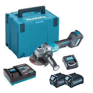 Makita GA029GD202 40v Max XGT Paddle Switch 125mm Angle Grinder Inc 2x 2.5Ah Batts