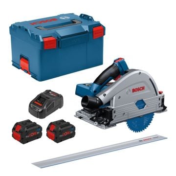 Bosch Professional GKT 18V-52 GC BITURBO Brushless 140mm Plunge Saw & Guide Rail Kit Inc 2x 5.5Ah Batts