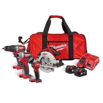 Milwaukee M18 BLPP4D-502B 18v 4 Piece Kit Inc 2x 5.0Ah Batts