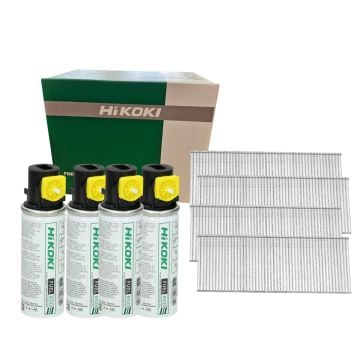 HiKOKI (Hitachi) 705578 25mm Second Fix Straight Brad Nails Galvanized Pack Inc 5000x Nails & 4x Fuel Cells
