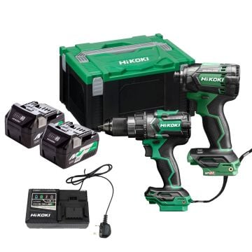 HIKOKI KC18DCJAZ 18v Twin Pack DV18DC Combi Drill & WH18DC Impact Driver Inc 2x 5.0Ah Batts