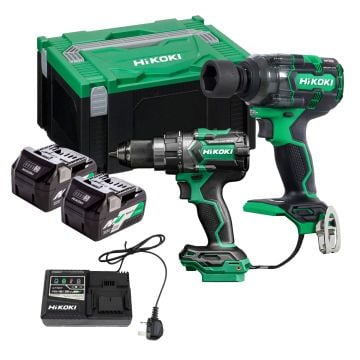 HIKOKI KC18DCJCZ 18v Twin Pack DV18DC Combi Drill & WR18DH Wrench Inc 2x 5.0Ah Batts