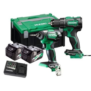 HIKOKI KC18DEJAZ 18v Combi Kit DV18DE Combi Drill & WH18DE Impact Driver Inc 2x 5.0Ah Batts