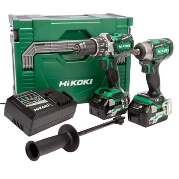 HiKOKI KC18DPL/JB 18v MULTI VOLT Brushless Twin Kit Combi Drill & Impact Wrench 2x 2.5Ah/5.0Ah Batts