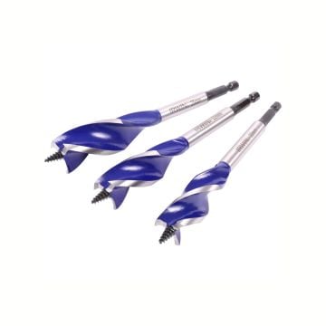 Irwin 10506627 Blue Groove Wood Drill Bits x3 Pc Set