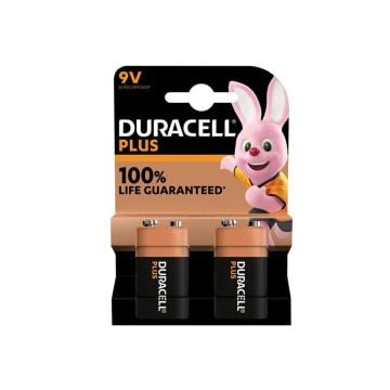 Duracell DUR9V100PP2 9v Battery Pack x2 Pcs