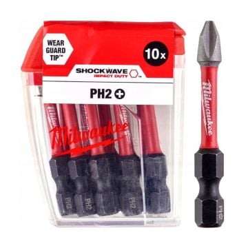 Milwaukee SHOCKWAVE Impact Duty Screwdriving Bit Set PH2 x 50mm GEN 4 x10 Pcs 4932430855